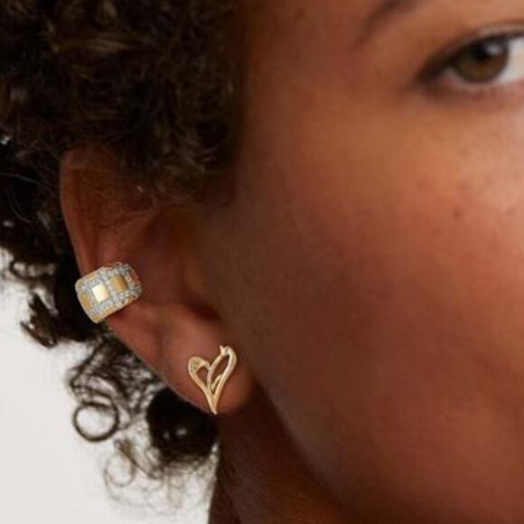 Ear Cuff Earrings for Women 14K Gold Plated Cubic Zirconia Paved Sparkling - Picture 5 of 6